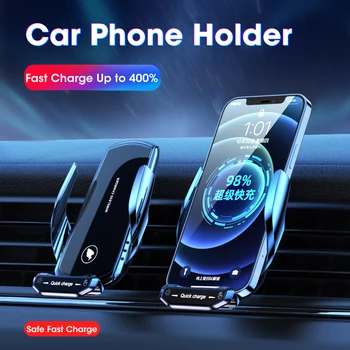 Trådløse Opladere Bil Holder Til Mobiltelefon For iPhone 13 11 12 Pro 15W Qi Auto Induktion Oplader Automatisk Fastspænding Air Vent Mount