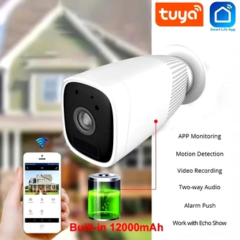 Tuya 1080P WIFI Batteri Indbygget Kamera-12000mAh IP Udendørs IP66 Genopladelige Trådløse IP Kamera To-Vejs Audio Smart APP Liv