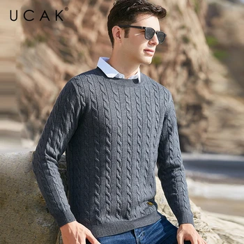 UCAK Mærke Sweater Mænd Casual O-Neck Pullover Mænds Tøj Forår, Efterår Mode Blødt Bomuld Strik Trække Homme Shirt U1025