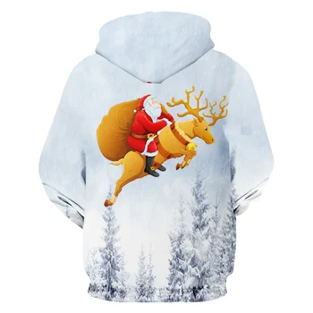 UJWI Jul Herre Snow Mountain Hættetrøjer 3D Printet Santa Claus Og Elg i Kinesisk Stil nyankomne Pullover