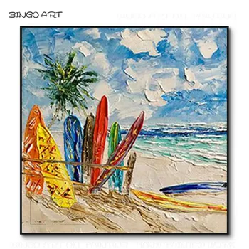 Uddannet Maler Hånd-malet af Høj Kvalitet, Specielle Abstrakte Kniv Seaside Landskab Maleri Smukke Strand og Hav Olie Maleri