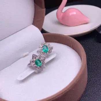 Udsøgte grønne smaragd perle Ring i sølv ornament god farve virkelige naturlige perle 6 mm x 8 mm størrelse kæreste fødselsdag gave