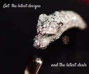V guld materiale luksus mærke panther panthere ring fuld diamant smykker
