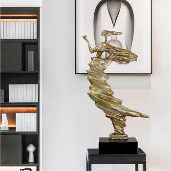 [VIP] Moderne Abstrakt Karakter Skulptur Pige Blev Blæst Vind Statue stuen Indgang TV-Kabinet boligindretning Møbler