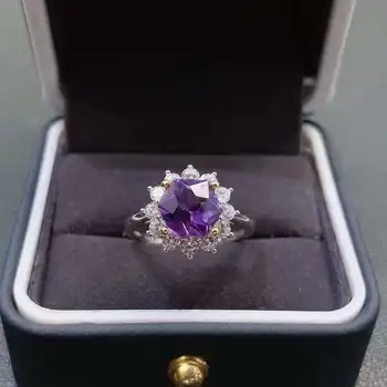 VVS Kvalitet Sekskant Ametyst Sølv Ring til Fest Naturlige Ametyst Smykker, Krystal Mode Ring Gave til Kvinde