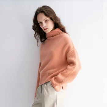 Vinter nye stilarter rullekrave cashmere uld batwing ærme trøjer strikket kvinders frankrig mode, varm strik feamle top