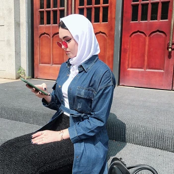 Vinteren Muslimske Denim Frakke Jakke Kvinders Lange Ærmer Abaya Kimono Cardigan Islamiske Tunika Dubai Tyrkiet Pels Femme tøj tyrkiet