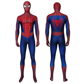 Voksen Superhelt Spider Helt Tobey Maguire Buksedragt Cosplay Kostume Halloween Maskerade Part, Bodysuit