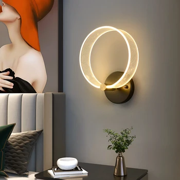 Væglampe, sengelampe, Moderne Simple Korridor Soveværelse Stue Baggrund væglampe Luksus Undersøgelse vægmonteret LED Lys