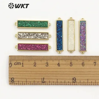 WT-C268 WKT Udsøgte natursten-stik med dobbelt krog sten, kvarts med titanium galvaniseret multi farve lange bar