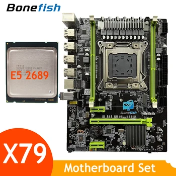X79 Bundkort Kit Combo med Intel Xeon E5 2689 Processor LGA 2011 Set INGEN RAM Støtte DDR3 1066 1333 og 1600 MHz NVME M. 2 M2