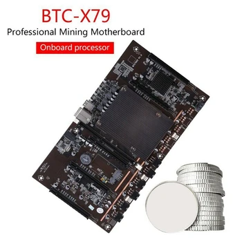 X79 H61 BTC Minedrift Bundkort 5X PCI-E Støtte 3060 3070 3080 GPU med E5 2609 V2 CPU RECC 4GB DDR3-Hukommelse 120G SSD+Fan