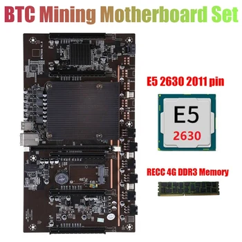 X79 H61 BTC Minedrift Bundkort LGA 2011 DDR3 Støtte 3060 3070 3080 Grafikkort med E5, 2630 CPU+RECC 4G DDR3 RAM