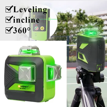 XEAST 12 linjer XE-93TG lithium batteri grøn laser-niveau 360 Lodret Og Vandret selvnivellerende Tværs Linje 3D Laser-Niveau