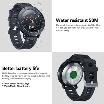 Zeblaze HYBRID Smart Ur Armbåndsur puls, Blodtryk Smart Timer Aftagelig Rem Alarmen Smartwatch til iOS / Android