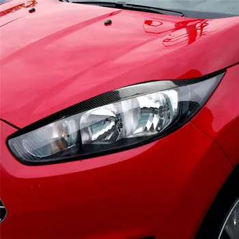 Ægte Carbon Fiber Forlygte Øjenlåg Øjenbryn Dækning for Ford Fiesta 2013-2016 bilforlygte Protector Klistermærker Tilbehør