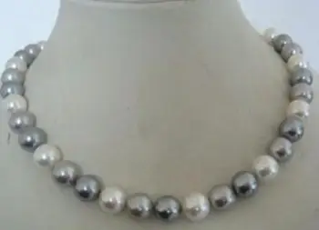 ædle smykker fantastisk AAA+9-10 mm Ferskvands hvid grå farve perle halskæde